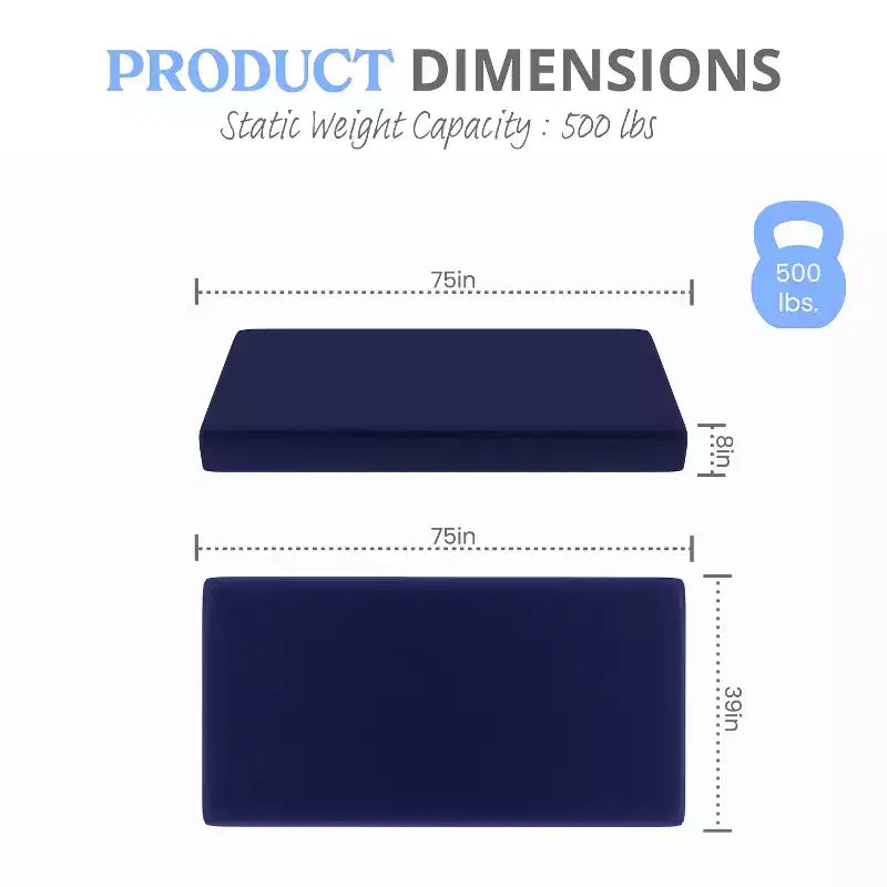 Matelas en mousse à mémoire de forme bleu résistant à l'eau avec housse à fermeture éclair