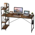 Bestier 47 inch Reversible Computer Desk with Storage Shelves for Home Office in Rustic Brown