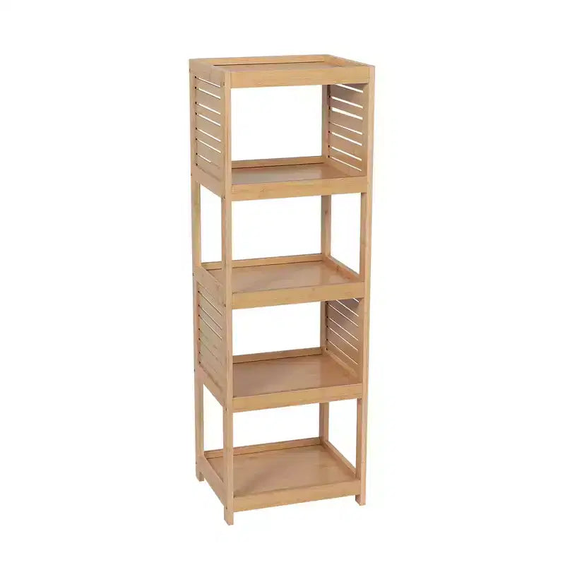 Étagère de rangement ouverte en bois à la française avec design ventilé, naturelle - Collection Trinidad