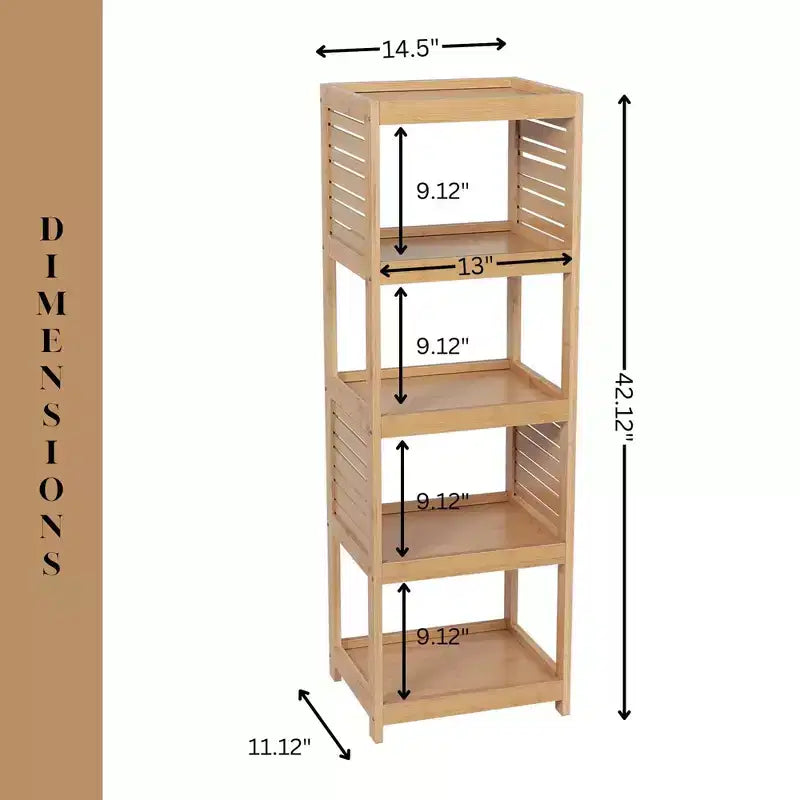 Étagère de rangement ouverte en bois à la française avec design ventilé, naturelle - Collection Trinidad