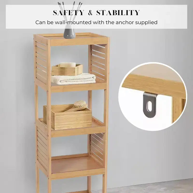 Étagère de rangement ouverte en bois à la française avec design ventilé, naturelle - Collection Trinidad