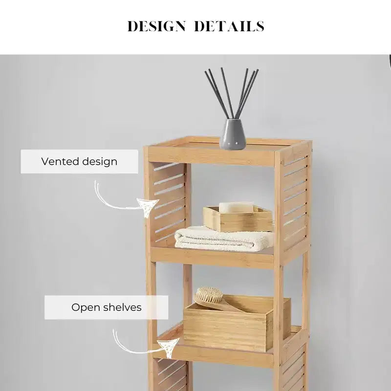 Étagère de rangement ouverte en bois à la française avec design ventilé, naturelle - Collection Trinidad