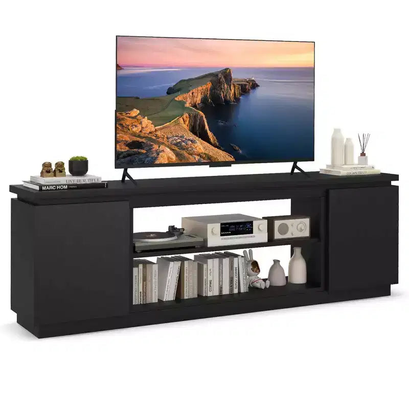 Costway Fireplace TV Stand for TVs up to 80 with Electric Fireplace 3 Adjustable Shelves Black/White
