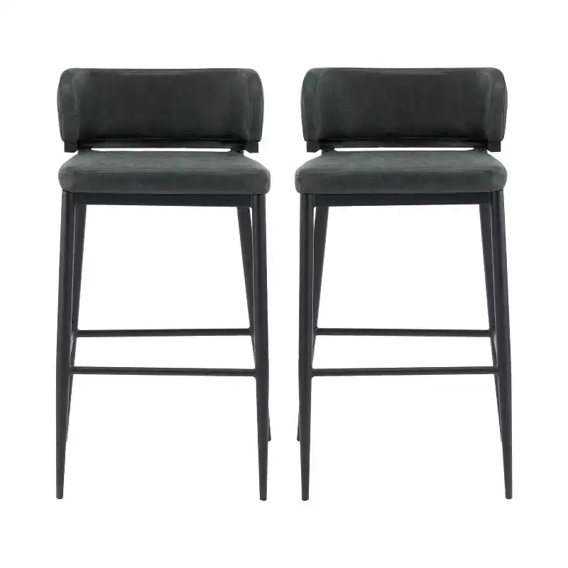 Tabouret de bar industriel en métal et similicuir (Lot de 2)