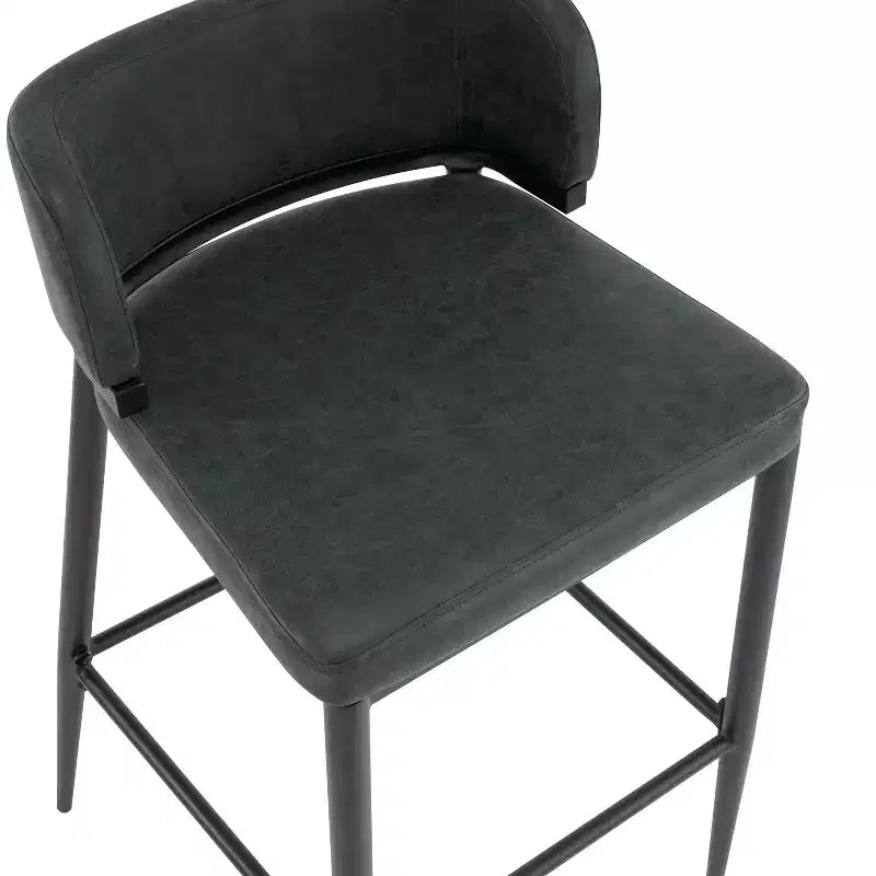 Tabouret de bar industriel en métal et similicuir (Lot de 2)