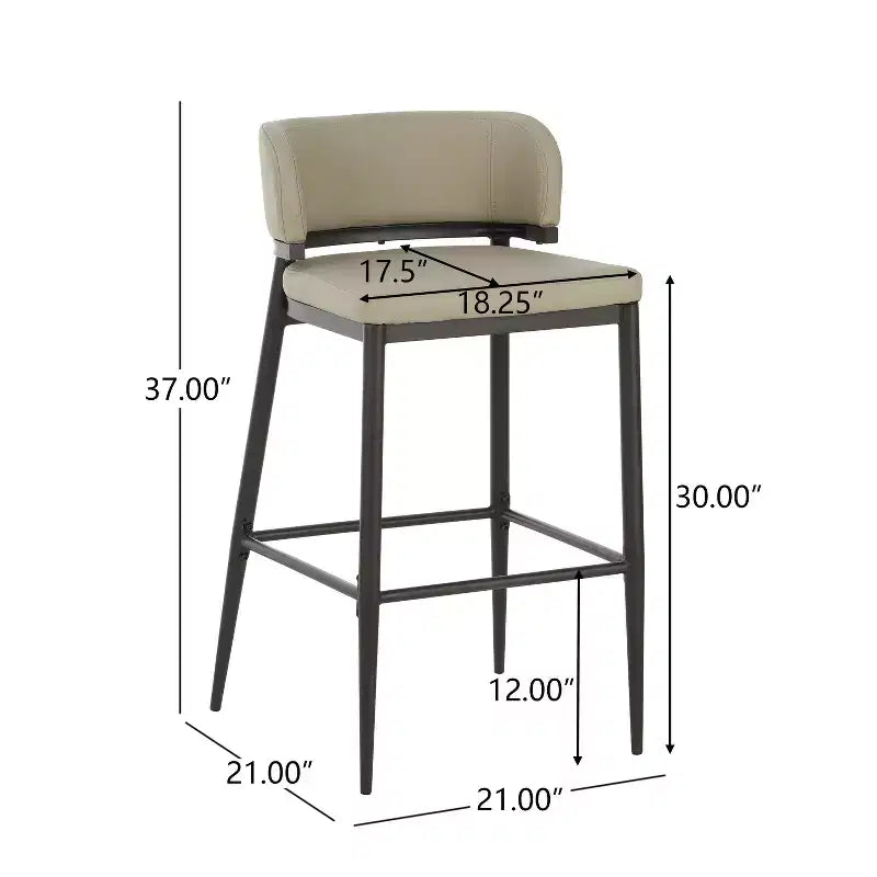 Tabouret de bar industriel en métal et similicuir (Lot de 2)