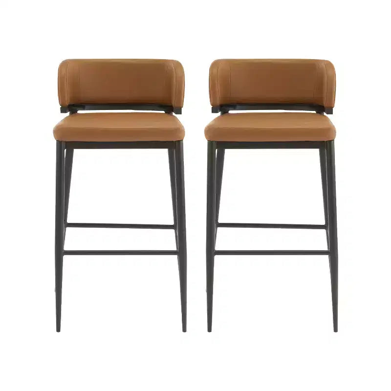 Tabouret de bar industriel en métal et similicuir (Lot de 2)