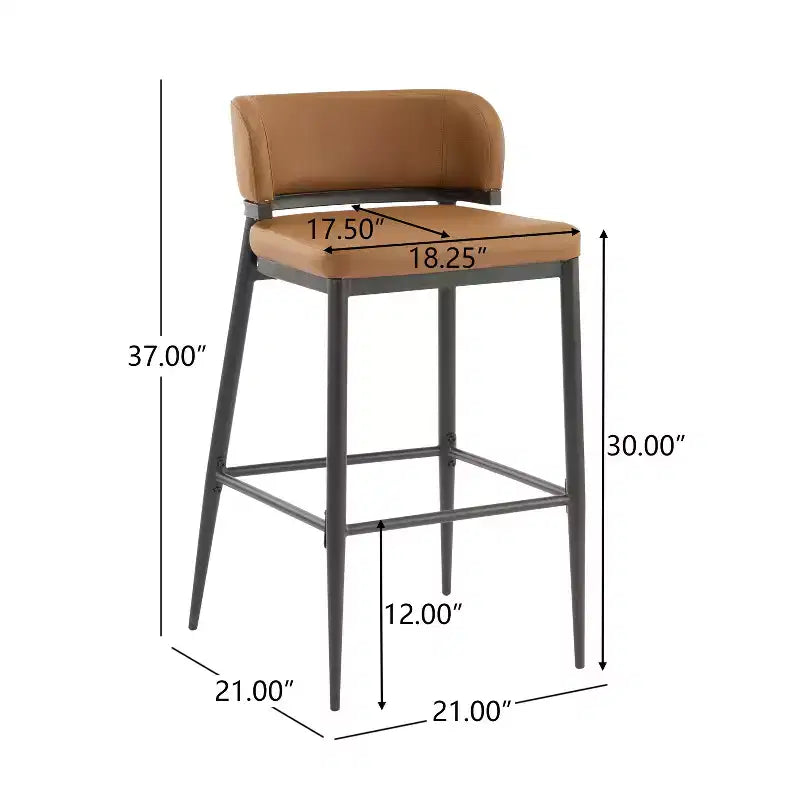 Tabouret de bar industriel en métal et similicuir (Lot de 2)