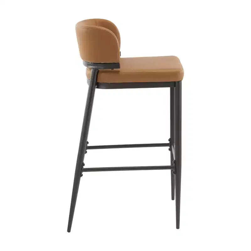 Tabouret de bar industriel en métal et similicuir (Lot de 2)