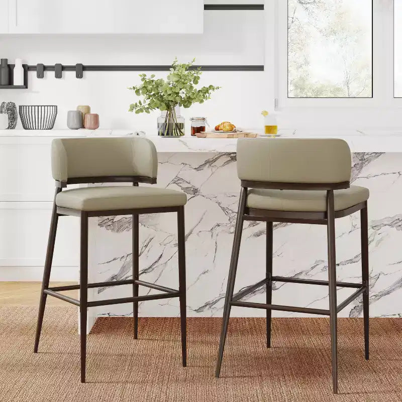 Tabouret de bar industriel en métal et similicuir (Lot de 2)