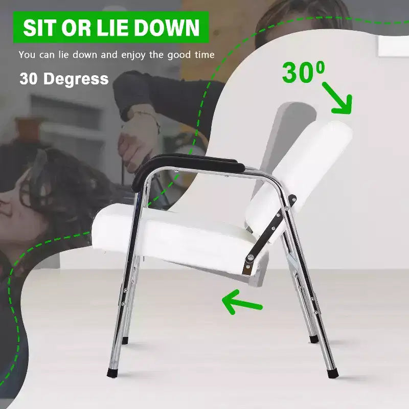 Fauteuil de lavage, Fauteuil de salon, Fauteuil de barbier avec accoudoir en similicuir