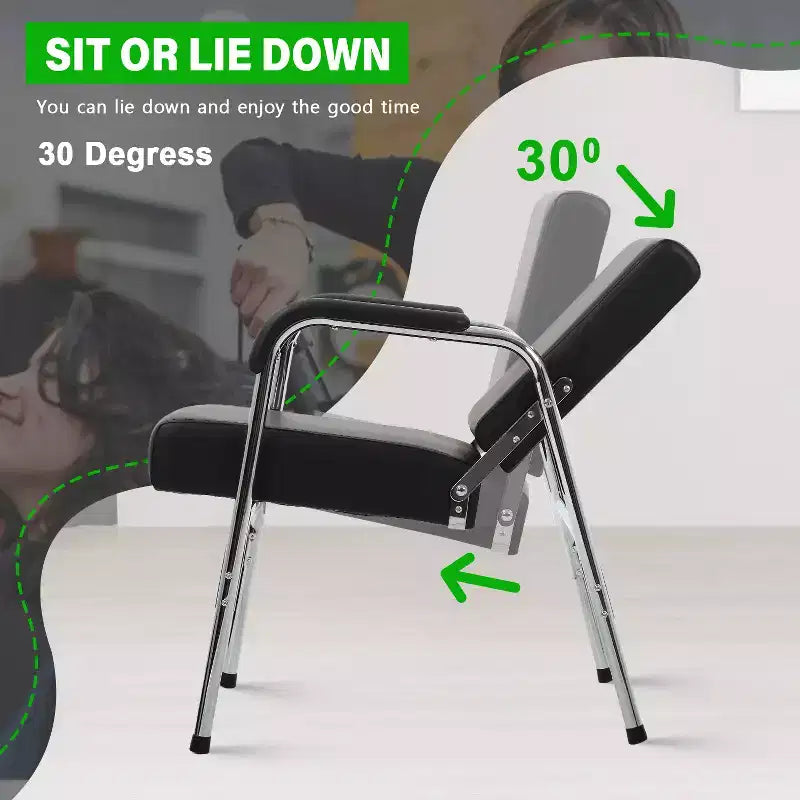 Fauteuil de lavage, Fauteuil de salon, Fauteuil de barbier avec accoudoir en similicuir