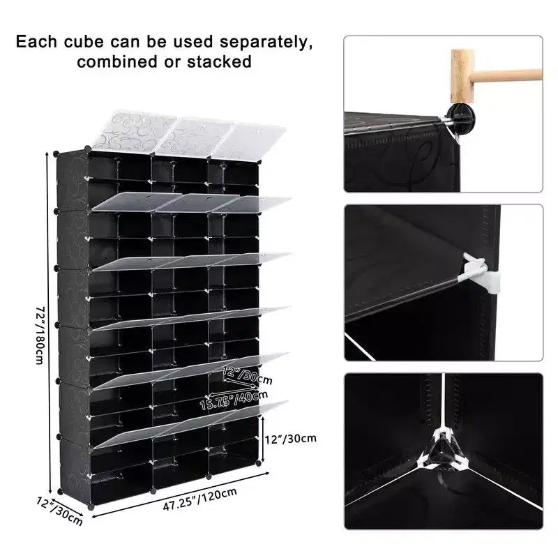 Meuble de rangement pour 72 paires de chaussures, empilable