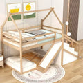 Whisen Twin over Twin Kids' House Bunk Bed with Slide, Stairs & Storage - Solid Pine & MDF, Space-Saving Fun