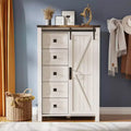 SinCiDo Farmhouse Modern 5 Drawer Tall Dresser w/Sliding Barn Door, Storage Organizer Dresser for Bedroom, Living Room & Kids Room