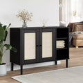 vidaXL SENJA Sideboard Buffet Storage Cabinet Rattan Look Solid Wood Pine, with 3 Open Compartments