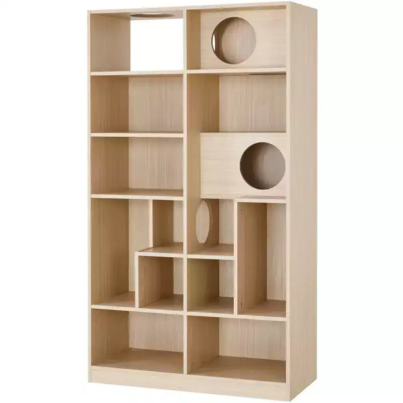 Bibliothèque de 161,3 cm de haut avec rangement, arbre à chat de style meuble, arbre à chat autoportant, étagère ouverte multifonctionnelle pour salon à la maison