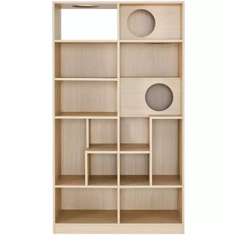 Bibliothèque de 161,3 cm de haut avec rangement, arbre à chat de style meuble, arbre à chat autoportant, étagère ouverte multifonctionnelle pour salon à la maison