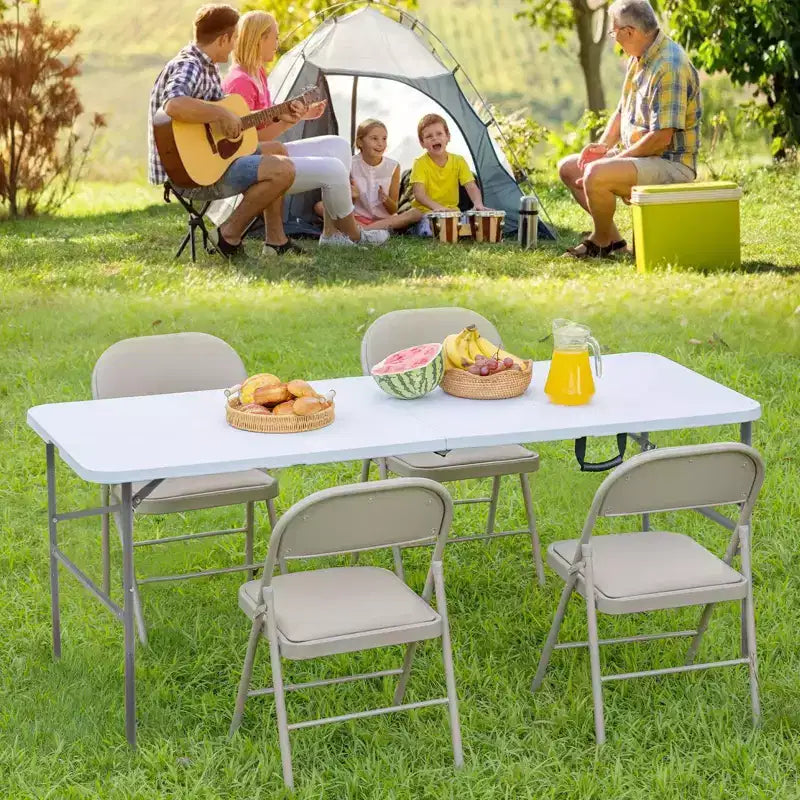 Table Pliante Extérieure Intérieure Robuste Portable avec Poignée de Transport pour Camping Pique-nique Fête