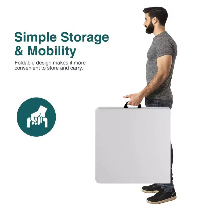 Table Pliante Extérieure Intérieure Robuste Portable avec Poignée de Transport pour Camping Pique-nique Fête