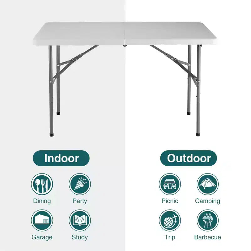 Table Pliante Extérieure Intérieure Robuste Portable avec Poignée de Transport pour Camping Pique-nique Fête