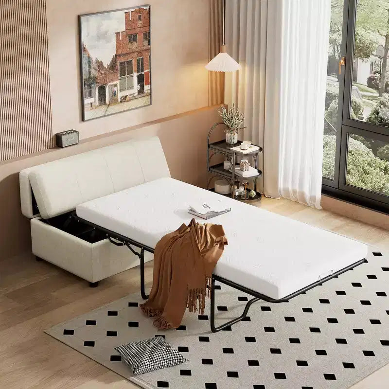 Lit Ottoman Convertible une place avec Matelas - Lit d'appoint peu encombrant pour Salon et Appartement