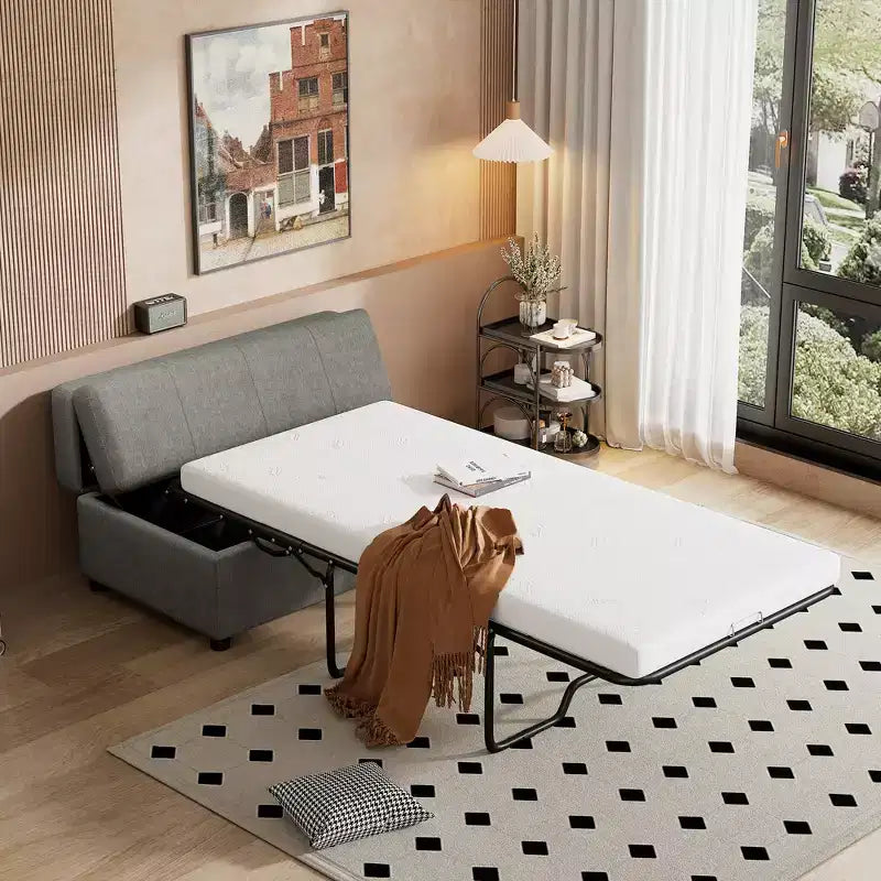 Lit Ottoman Convertible une place avec Matelas - Lit d'appoint peu encombrant pour Salon et Appartement