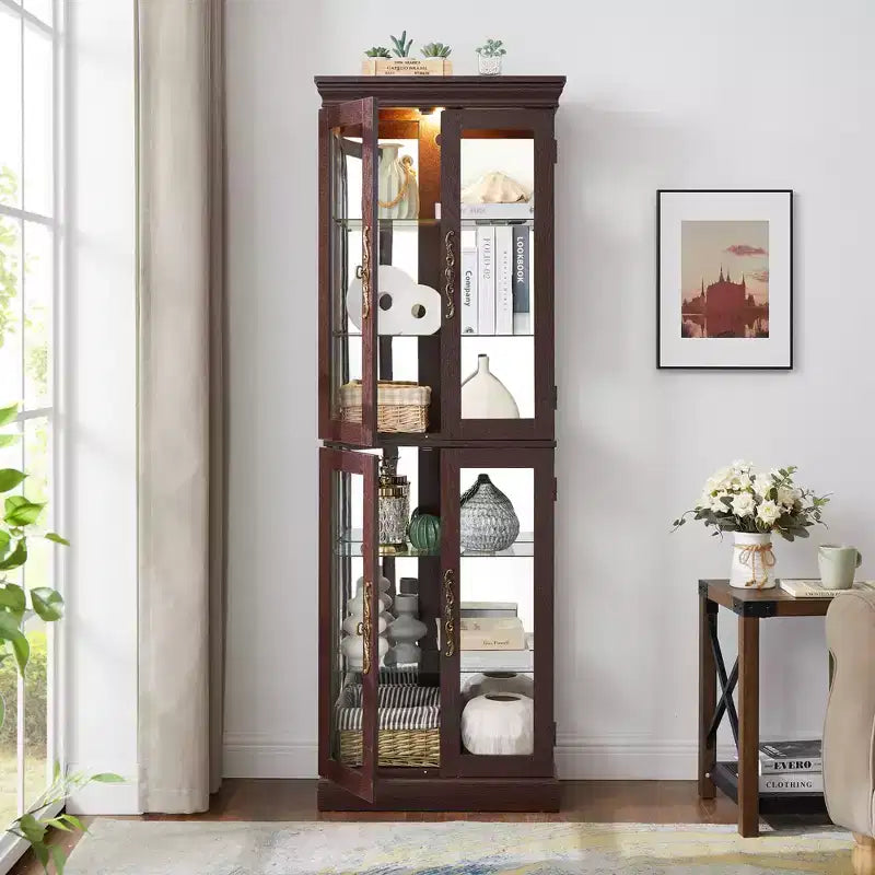 Vitrine Curio en verre éclairée Vitrine de rangement en verre