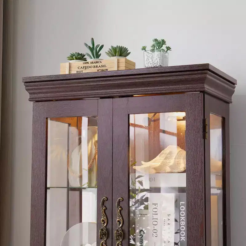 Vitrine Curio en verre éclairée Vitrine de rangement en verre
