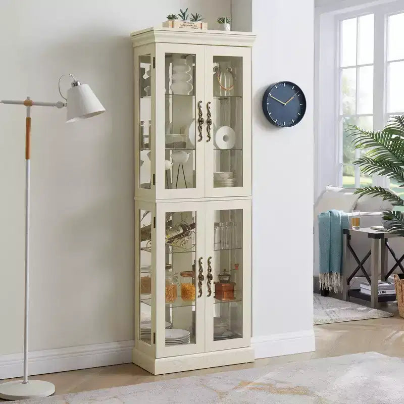 Vitrine Curio en verre éclairée Vitrine de rangement en verre