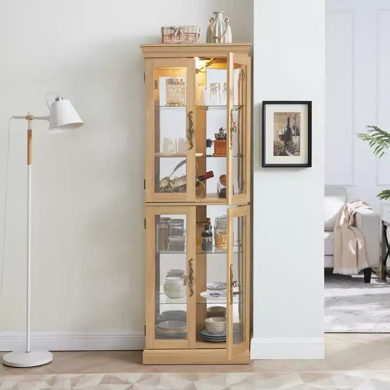 Vitrine Curio en verre éclairée Vitrine de rangement en verre