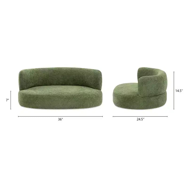 Canapé-lit incurvé pour chien de 36 po, moyen, Teddy polaire vert mousse