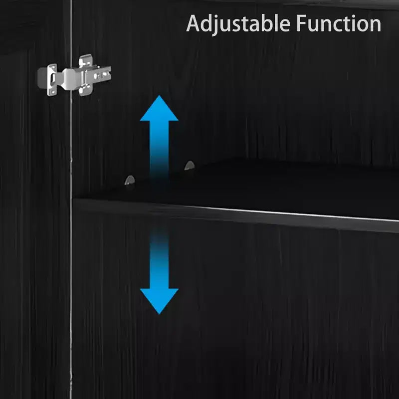 Meuble de rangement décoratif à 6 étages en grain de bois noir 62 avec porte en osier