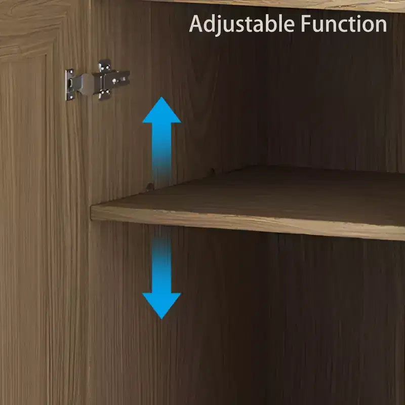 Meuble de rangement décoratif à 6 étages en grain de bois noir 62 avec porte en osier