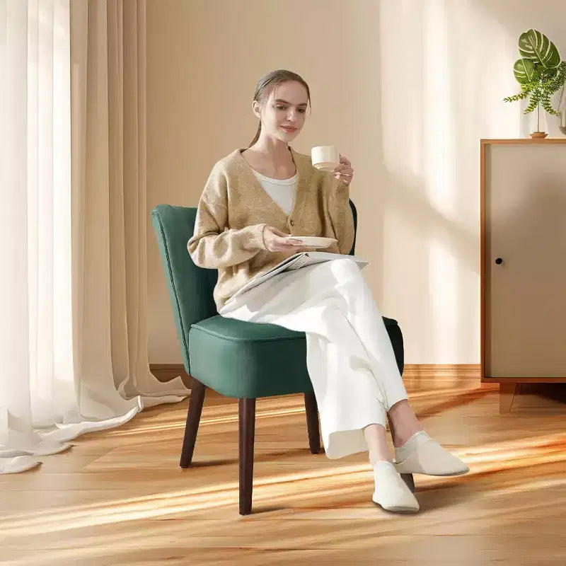 Fauteuil d'appoint moderne en velours sans accoudoirs, capacité de 136 kg avec pieds en bois pour salon, chambre et bureau (noir/vert/beige)