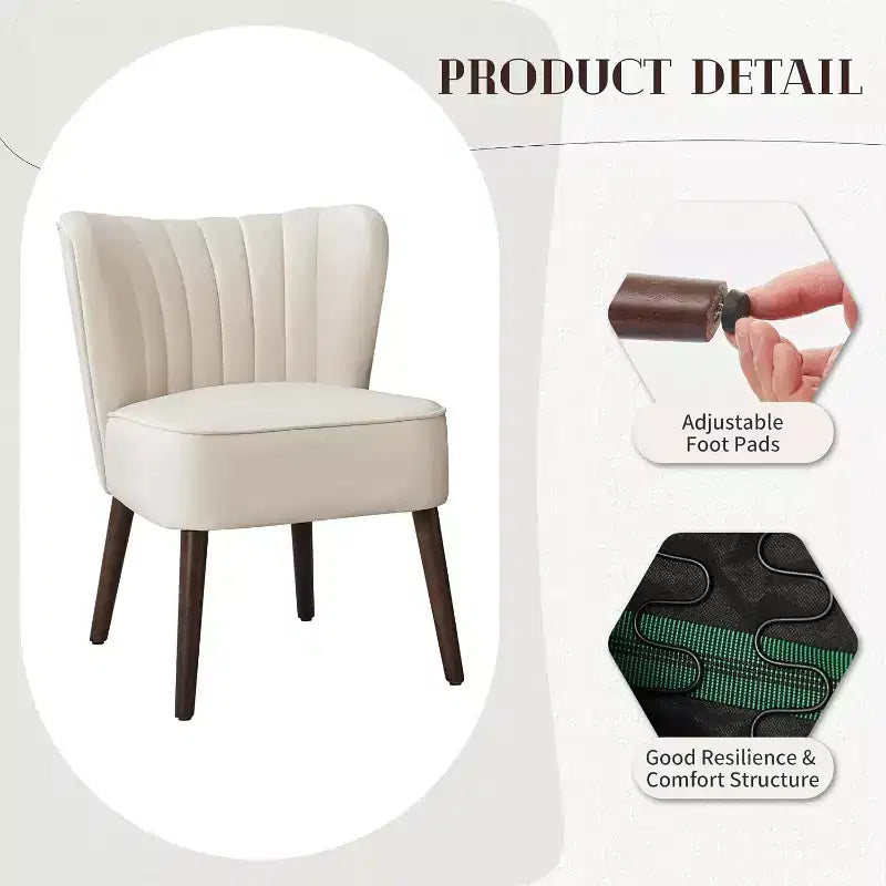 Fauteuil d'appoint moderne en velours sans accoudoirs, capacité de 136 kg avec pieds en bois pour salon, chambre et bureau (noir/vert/beige)