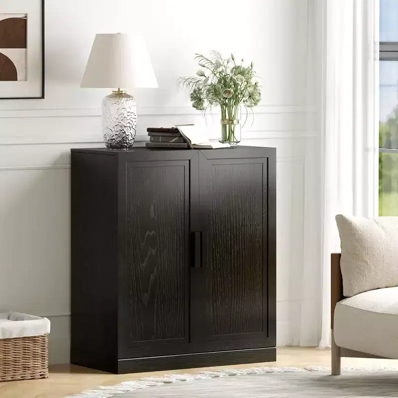 PexFix 36x31x16 Wood Accent Cabinet with Adjustable Shelves in Black
