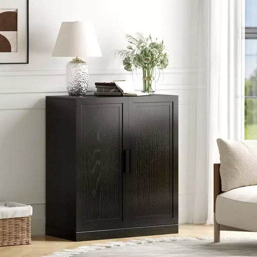 PexFix 36x31x16 Wood Accent Cabinet with Adjustable Shelves in Black