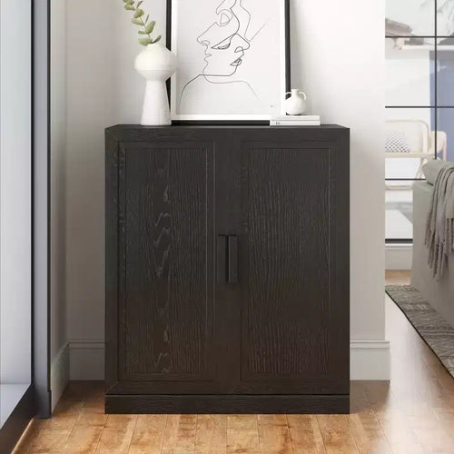 36x31x16 Meuble d'appoint en bois avec étagères réglables, noir