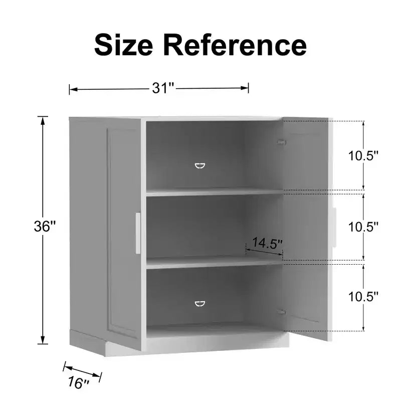 36x31x16 Meuble d'appoint en bois avec étagères réglables, noir