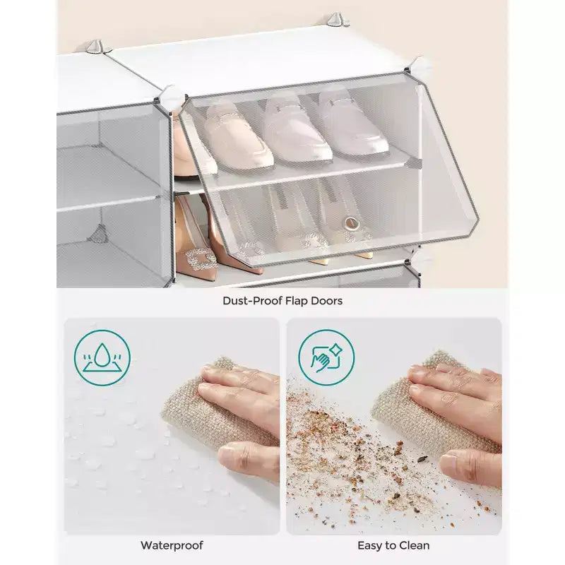 Étagère à chaussures réglable à 4 niveaux, rangement peu encombrant pouvant contenir 16 paires, blanc