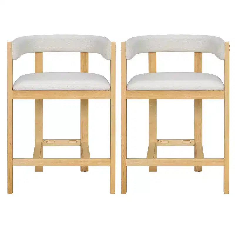 Tabouret de comptoir rembourré en bois d'hévéa à dossier ouvert (lot de 2)