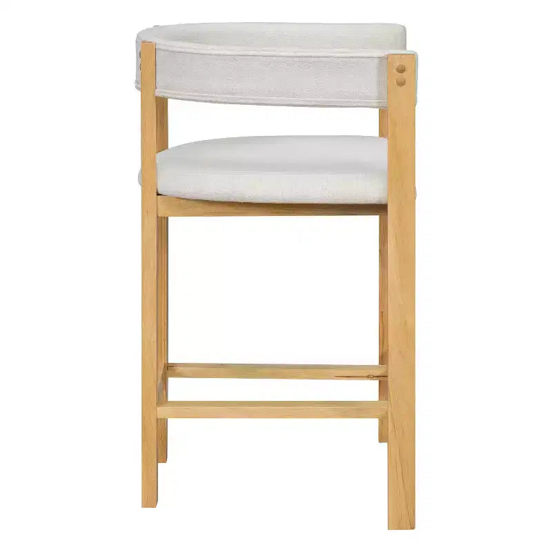 Tabouret de comptoir rembourré en bois d'hévéa à dossier ouvert (lot de 2)