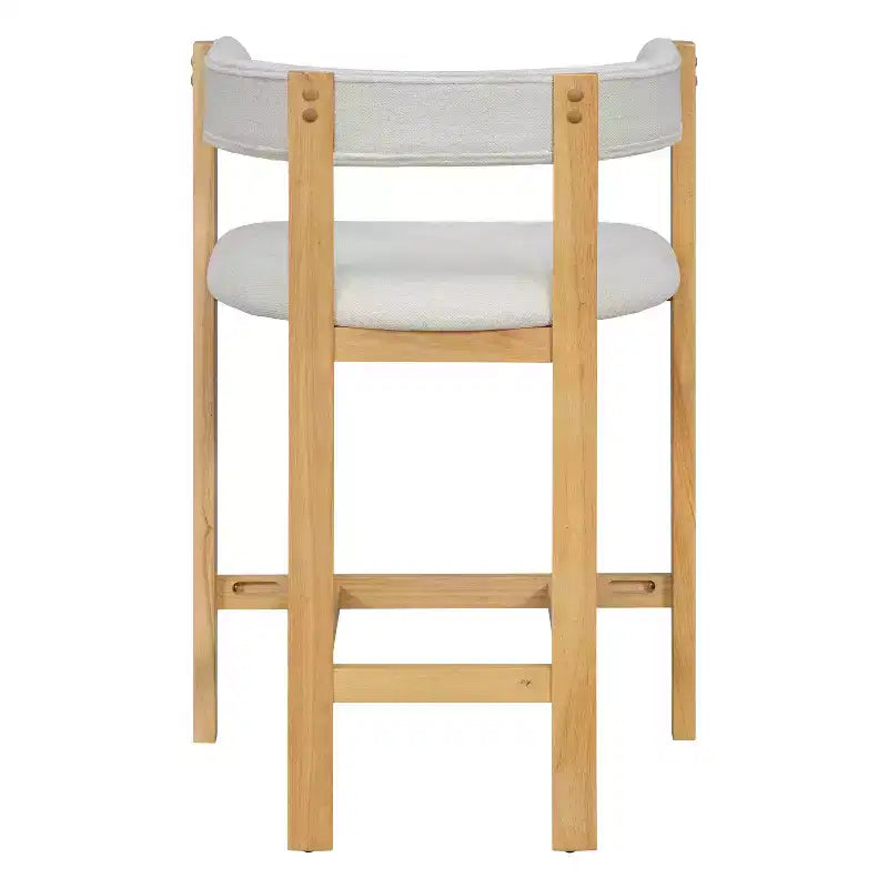 Tabouret de comptoir rembourré en bois d'hévéa à dossier ouvert (lot de 2)
