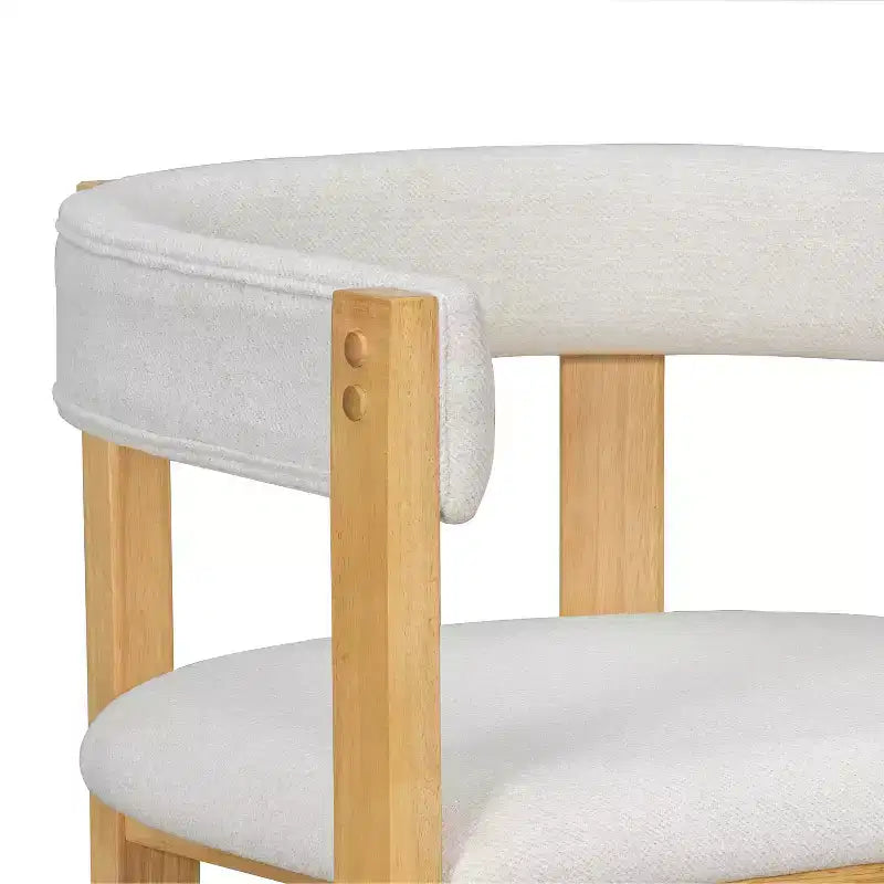 Tabouret de comptoir rembourré en bois d'hévéa à dossier ouvert (lot de 2)