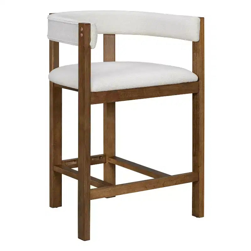 Tabouret de comptoir rembourré en bois d'hévéa à dossier ouvert (lot de 2)