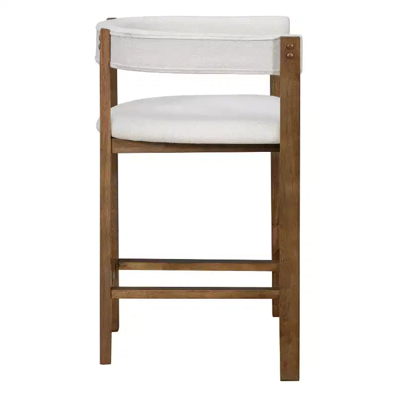 Tabouret de comptoir rembourré en bois d'hévéa à dossier ouvert (lot de 2)