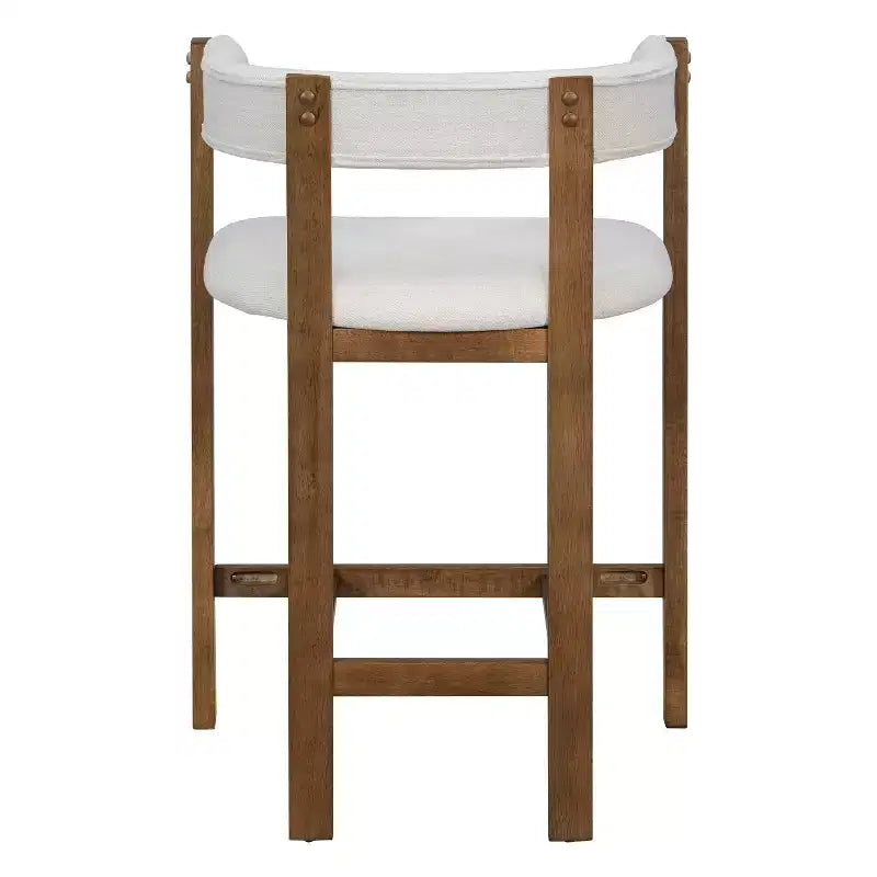 Tabouret de comptoir rembourré en bois d'hévéa à dossier ouvert (lot de 2)