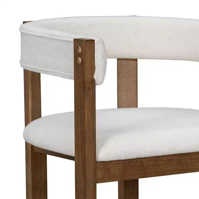 Tabouret de comptoir rembourré en bois d'hévéa à dossier ouvert (lot de 2)