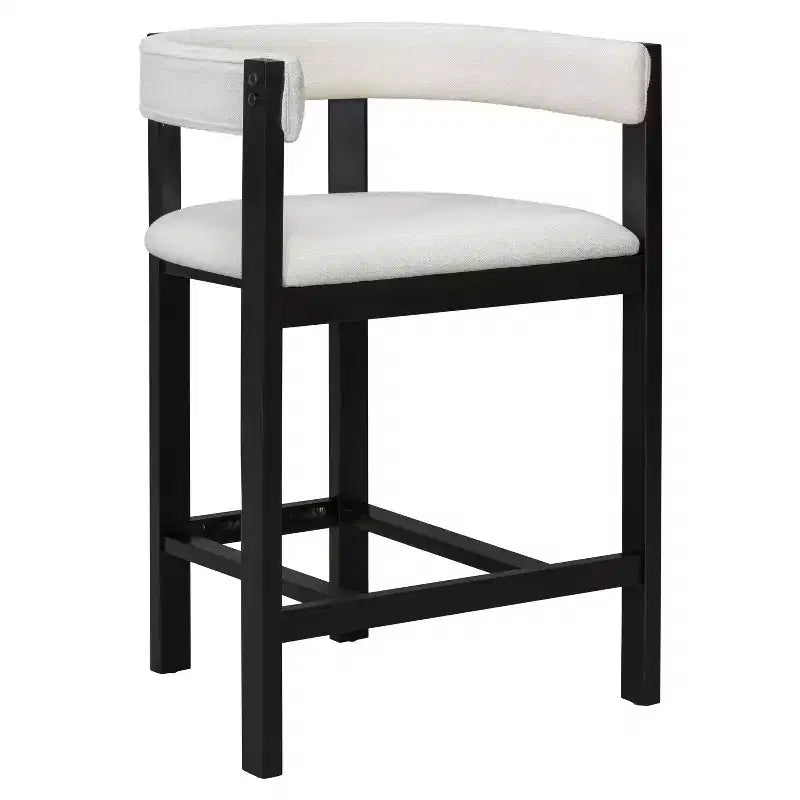 Tabouret de comptoir rembourré en bois d'hévéa à dossier ouvert (lot de 2)